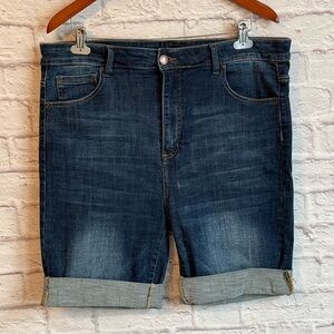 Risen High Rise Cuffed Denim Blue Jean Shorts 2X